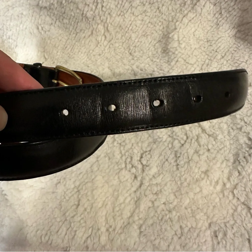 Black Genuine Leather Dress Belt with Gold Buckle Men’s Size 40